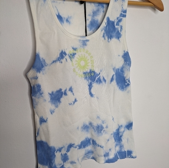 Daydreamer La Eye Tie Dye Ribbed Tank In Periwinkle Cloud NEW Size M - Picture 3 of 7